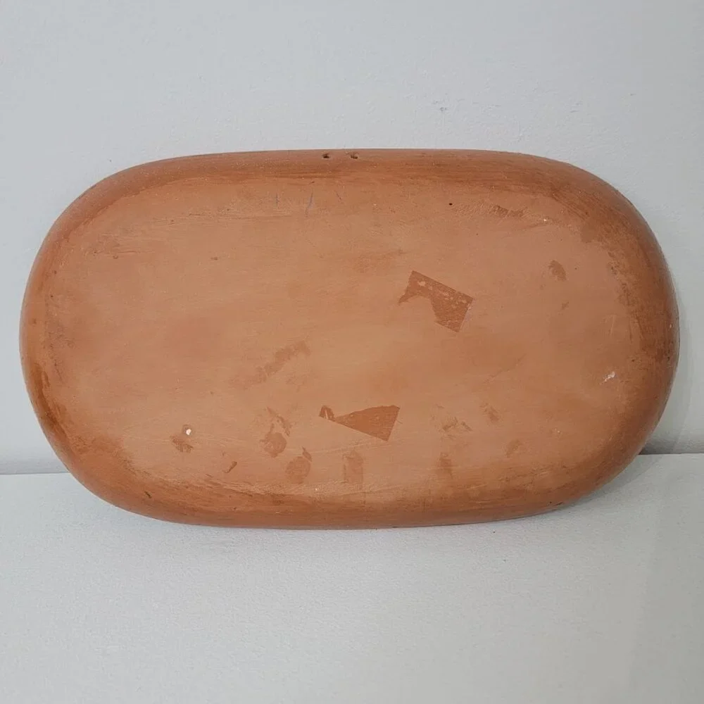 Mexican Hand Painted Folk Art Oval Clay Tray Platter Terracotta Wall Decor Fish - Picture 5 of 9